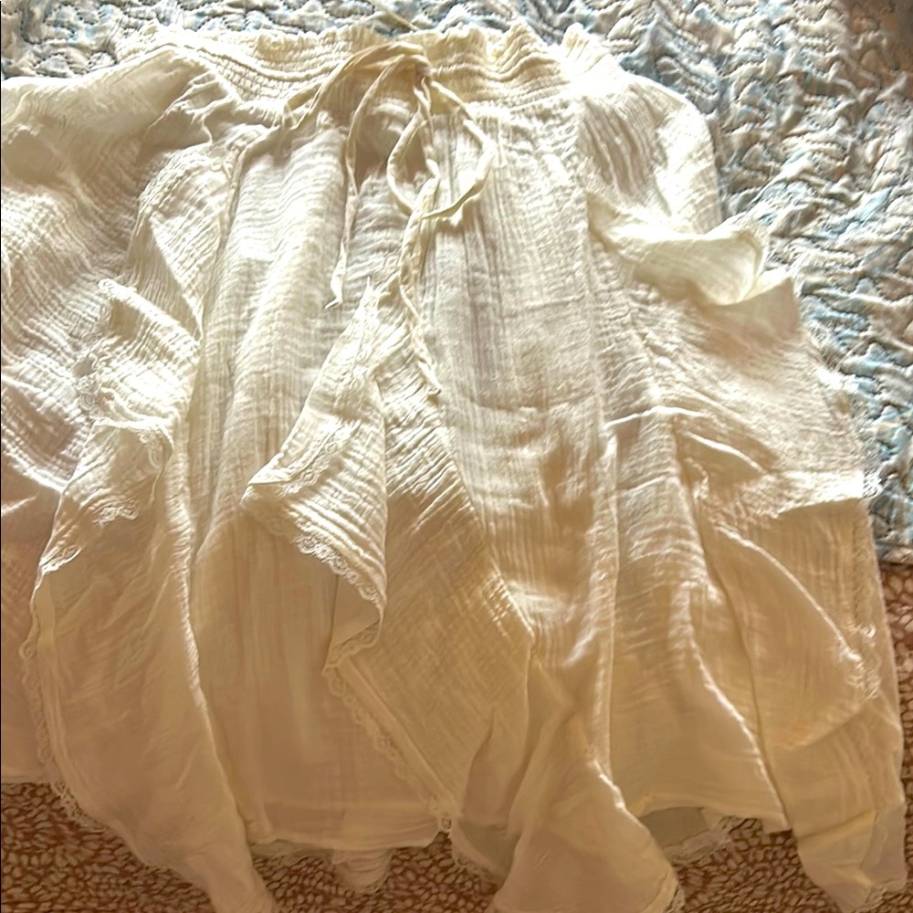 Anthropologie Cream A-Line Ruffled Skirt NWT